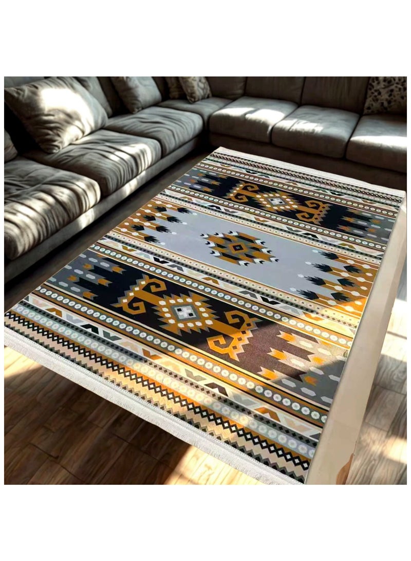 SMART HOME Large padded floor mat with a soft velvet surface and non-slip backing - Living room rug - Majlis rug - Lounge rug - Luxurious decorative rug - Elegant rug with modern patterns for living rooms and majlis - Size 300x200cm - Suitable for everyday use and entertaining - Image 3